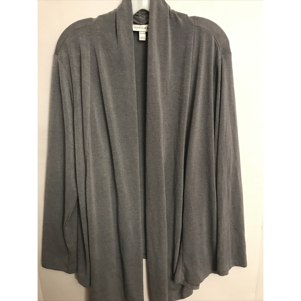 fashion bug 18W Gray Cardigan knit open Cascade Jacket‎